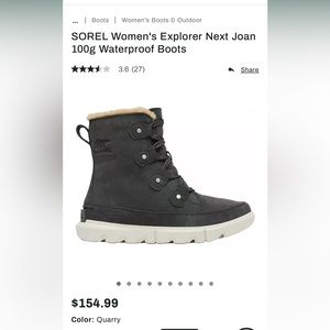 SOREL  women's explorer next Joan 100g waterproof boots NEW in box.